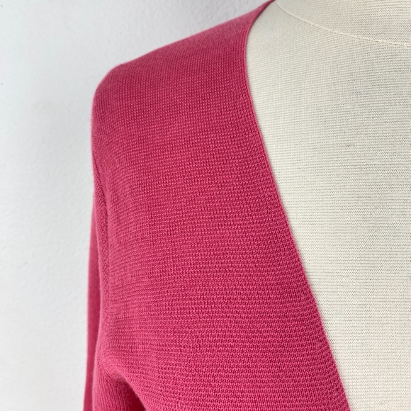 Christopher & Banks Cotton Tie Front Pink Coral Knit Sweater 3/4 Sleeves Sz Med - Picture 3 of 13